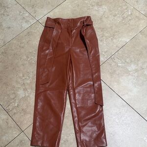 Wilfred Tan Leather Straight Leg Pants